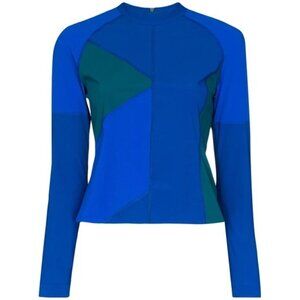 LNDR Malibu Color Block Rashguard Top In Blue Size Large NWT